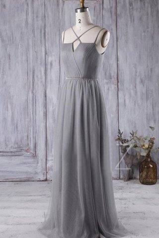 Robe demoiselle d'honneur romantique croisade avec chiffon ruché bandouliere spaghetti