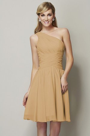 Robe demoiselle d'honneur naturel courte de princesse avec chiffon ligne a