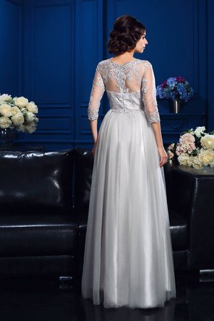 Robe mère de mariée longue avec zip a-ligne appliques col u profond