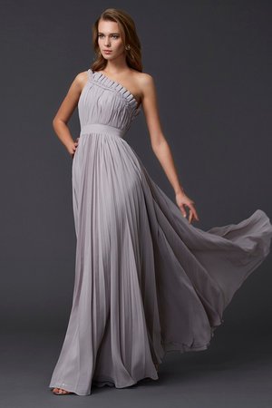 Robe de soirée longue plissage d'épaule asymétrique de princesse a-ligne