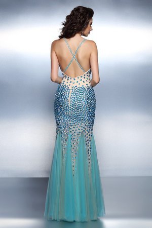 Robe de bal longue bretelles spaghetti de sirène manche nulle en satin