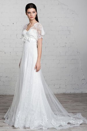 Robe de mariée jusqu'au sol textile en tulle collant avec fleurs avec décoration dentelle