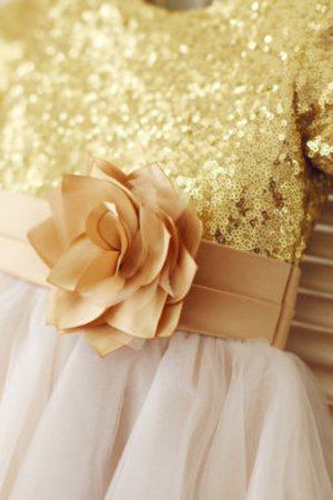 Robe cortège fille naturel ligne a de princesse en tissu pailleté col u profond