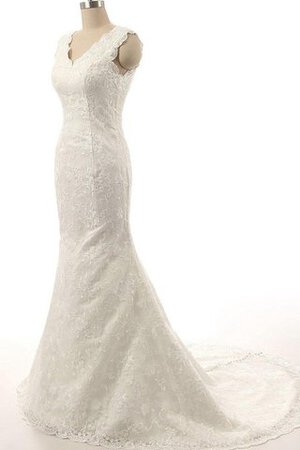 Robe de mariée de sirène avec chiffon en organza en satin avec perle