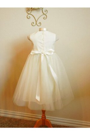 Robe cortège fille ligne a de col haut au niveau de cou avec décoration dentelle en tulle