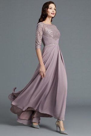 Robe mère de mariée naturel a-ligne encolure ronde en chiffon avec manche 1/2