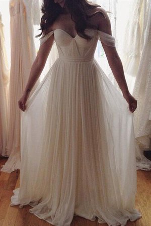 Robe de mariée naturel epaule nue avec chiffon de princesse avec perle