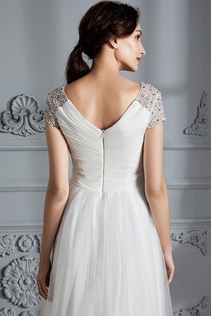 Robe de mariée naturel de princesse v encolure ligne a asymétrique