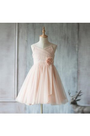 Robe cortège fille de lotus au niveau de genou manche nulle v encolure textile en tulle