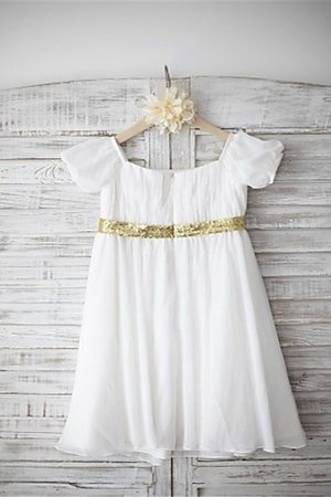 Robe cortège fille de princesse de col bateau avec fleurs a-ligne fermeutre eclair