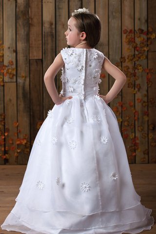 Robe cortège fille fermeutre eclair manche nulle a-ligne ruché avec fleurs