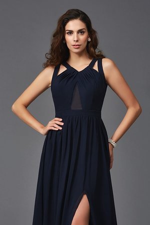 Robe de soirée longue manche nulle grandes bretelles avec chiffon jusqu'au sol