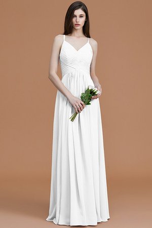 Robe demoiselle d'honneur de princesse ligne a ruché manche nulle avec chiffon