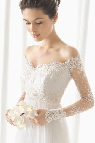 Robe de mariée facile classique avec décoration dentelle en tulle de traîne courte