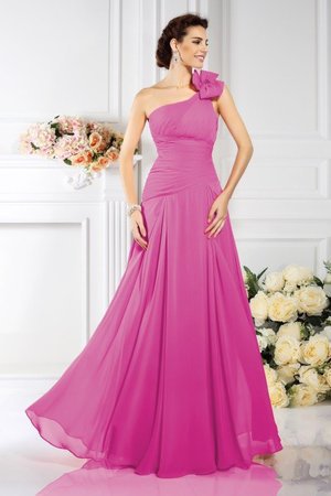 Robe demoiselle d'honneur plissage avec fronce manche nulle avec chiffon a-ligne