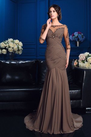 Robe mère de mariée naturel de traîne moyenne avec perle encolure ronde collant