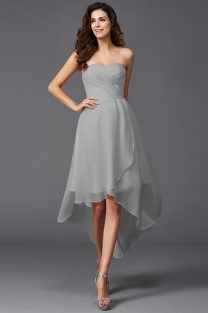 Robe demoiselle d'honneur de princesse asymétrique ligne a avec chiffon de lotus