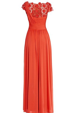 Robe demoiselle d'honneur plissage naturel avec manche courte en chiffon ligne a