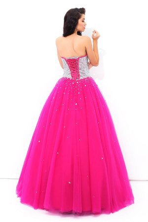 Robe de quinceanera longue naturel avec perle avec sans manches en satin