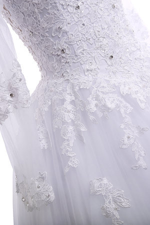 Robe de mariée romantique classique col en bateau avec manche longue versicolor