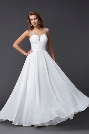 Robe de bal longue gaine avec chiffon avec fronce grandes bretelles