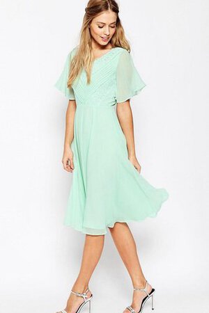 Robe demoiselle d'honneur simple ruché avec manche courte avec sans manches jusqu'au mollet