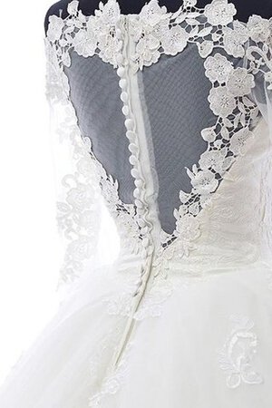 Robe de mariée naturel en tulle col en forme de cœur appliques avec décoration dentelle