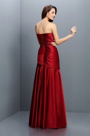 Robe demoiselle d'honneur longue ligne a ruché en satin avec zip