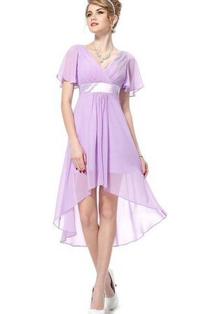 Robe de cocktail plissage bref avec chiffon avec manche courte de tour de ceinture en haute