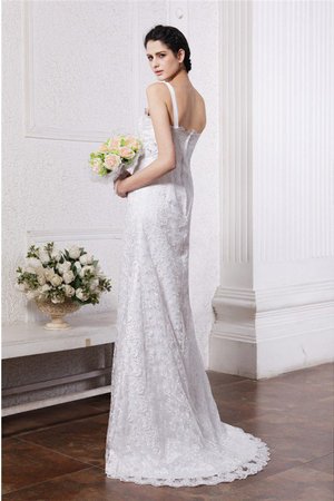 Robe de mariée encolure en carré de lotus avec chiffon gaine de traîne courte