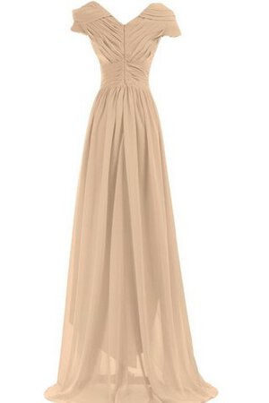 Robe demoiselle d'honneur ruché en chiffon asymétrique ceinture haut de col en v