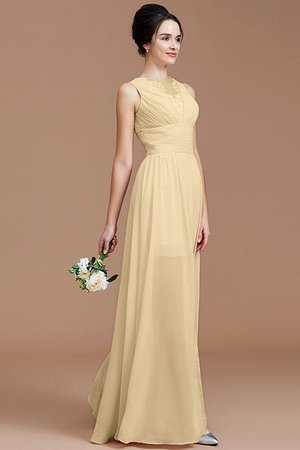 Robe demoiselle d'honneur naturel ruché de princesse manche nulle en chiffon