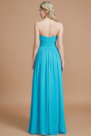 Robe demoiselle d'honneur naturel en chiffon ruché jusqu'au sol manche nulle