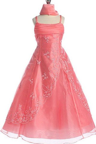 Robe cortège fille bandouliere spaghetti a-ligne appliques manche nulle