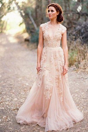 Robe de mariée morden de princesse ligne a v encolure naturel