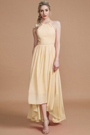 Robe demoiselle d'honneur asymétrique de dos nu manche nulle ligne a avec chiffon