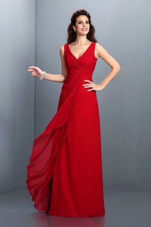 Robe demoiselle d'honneur plissage longue de princesse a-ligne bandouliere spaghetti