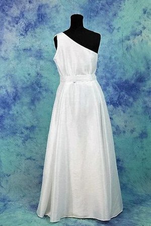 Robe de mariée jusqu'au sol en taffetas ruché fermeutre eclair d'épaule asymétrique