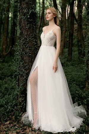 Robe de mariée textile en tulle de traîne courte avec zip enchanteur charmeuse