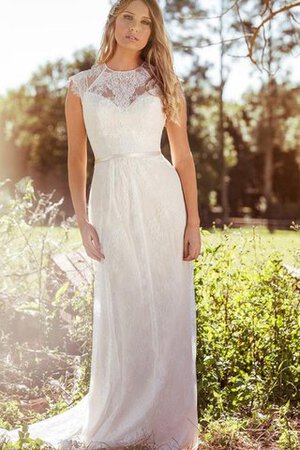 Robe de mariée nature col u profond avec bouton manche nulle avec manche courte