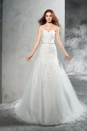 Robe de mariée longue collant decoration en fleur en satin de col en cœur