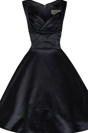 Robe de cocktail en satin au niveau de genou de tour de ceinture empire avec zip a-ligne