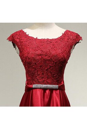 Robe demoiselle d'honneur romantique avec manche courte en satin ceinture avec nœud