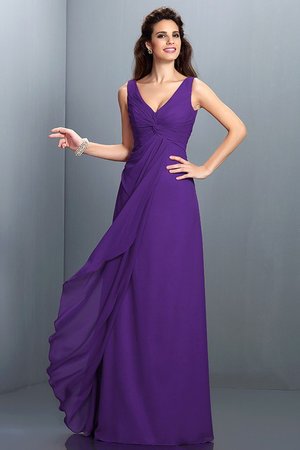 Robe demoiselle d'honneur plissage longue de princesse a-ligne bandouliere spaghetti