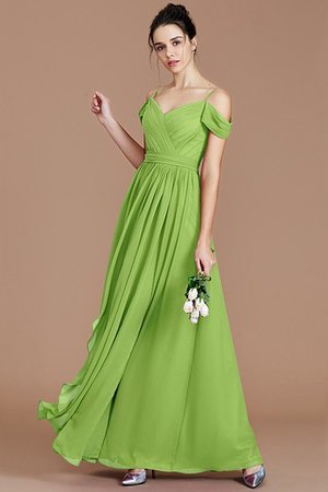 Robe demoiselle d'honneur a-ligne epaule nue de princesse manche nulle avec chiffon