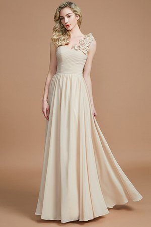 Robe demoiselle d'honneur naturel ligne a en chiffon de princesse avec sans manches