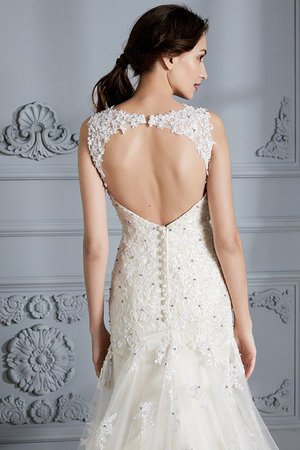 Robe de mariée naturel manche nulle de sirène de traîne moyenne de col en cœur