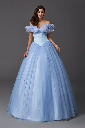 Robe de quinceanera naturel longue manche nulle de mode de bal d'epaule ecrite