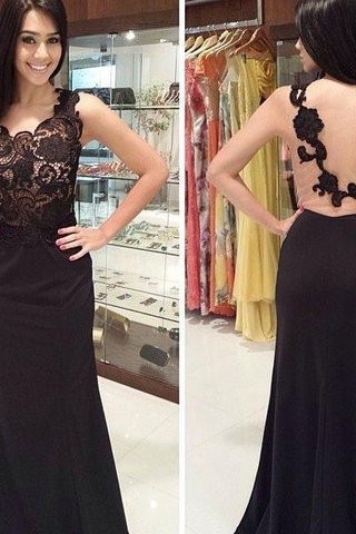 Robe de soirée attirent d'épaule asymétrique appliques de fourreau de traîne courte