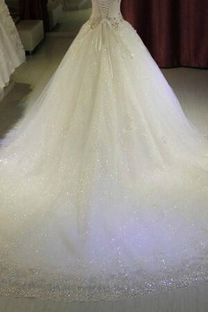 Robe de mariée longue avec ruban avec perle trou serre manche nulle